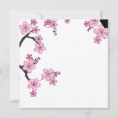 Japanisch Kimono Schwarz-Weiß-Rosa Sakura Stone Einladung (Rückseite)