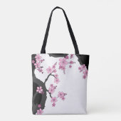 Japanisch Kimono Schwarz-Weiß-Rosa Sakura Tasche (Rückseite)