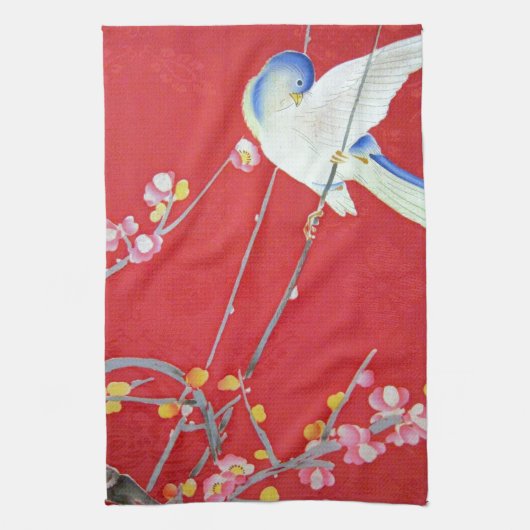 Japanisch KIMONO Textil, Bluebird Geschirrtuch (Vertikal)