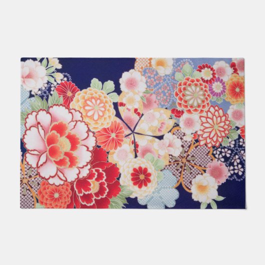 Japanisch KIMONO Textil, Blume Fußmatte (Vorderseite)