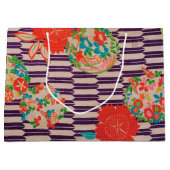 Japanisch KIMONO Textil, Blume Große Geschenktüte (Vorderseite)
