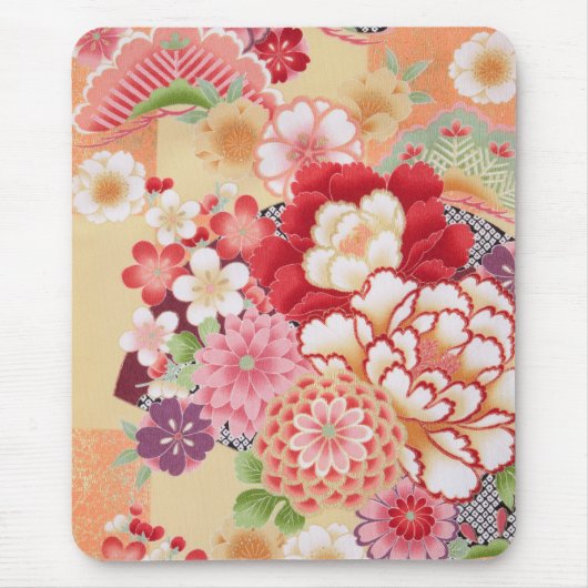 Japanisch KIMONO Textil, Blume Mousepad (Vorne)