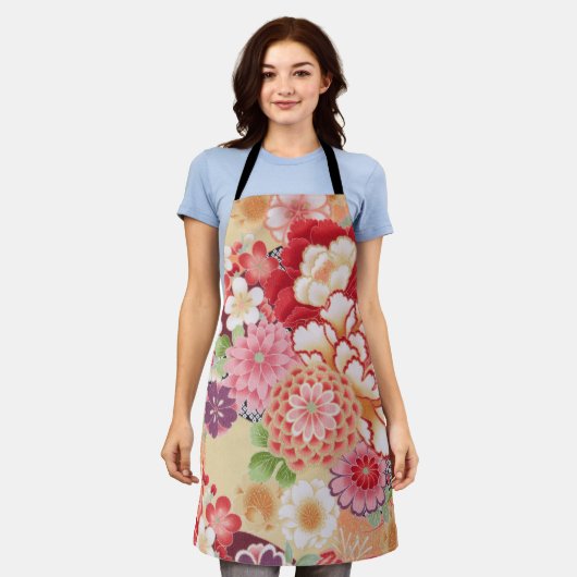 Japanisch KIMONO Textil, Blume Schürze (Getragen)