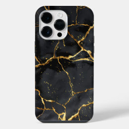Japanisch Kintsugi Black & Gold iPhone 14 Pro Max Hülle
