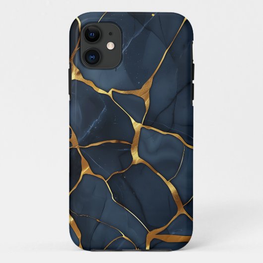 Japanisch Kintsugi Dark Blue Case-Mate iPhone Hülle (Rückseite)