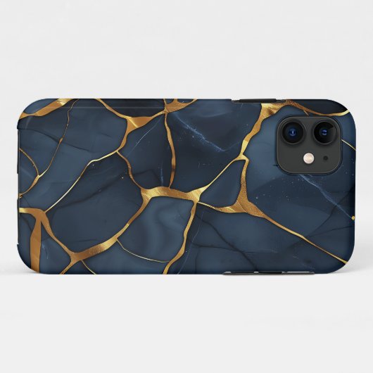 Japanisch Kintsugi Dark Blue Case-Mate iPhone Hülle (Rückseite (Horizontal))