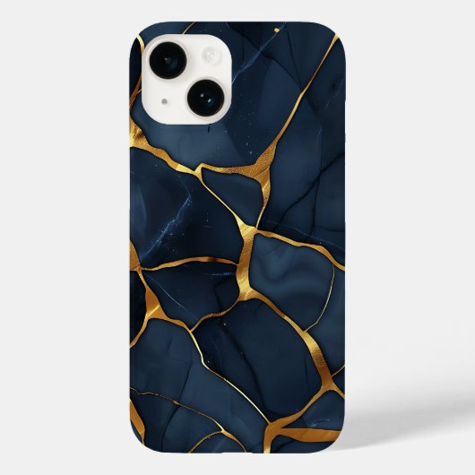 Japanisch Kintsugi Dark Blue Case-Mate iPhone Hülle (Rückseite)