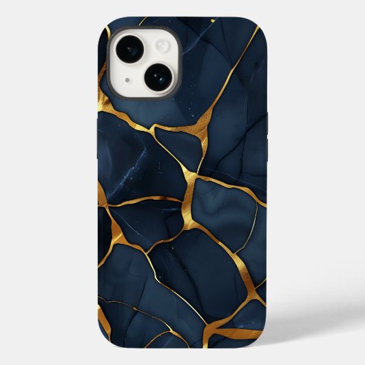 Japanisch Kintsugi Dark Blue Case-Mate iPhone Hülle (Rückseite)