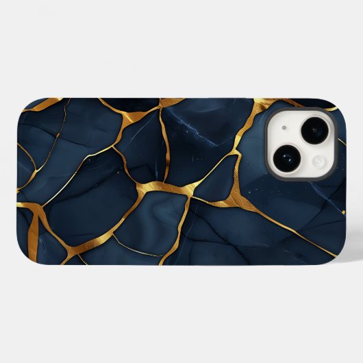 Japanisch Kintsugi Dark Blue Case-Mate iPhone Hülle (Rückseite (Horizontal))