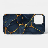 Japanisch Kintsugi Dark Blue iPhone Hülle (Rückseite (Horizontal))