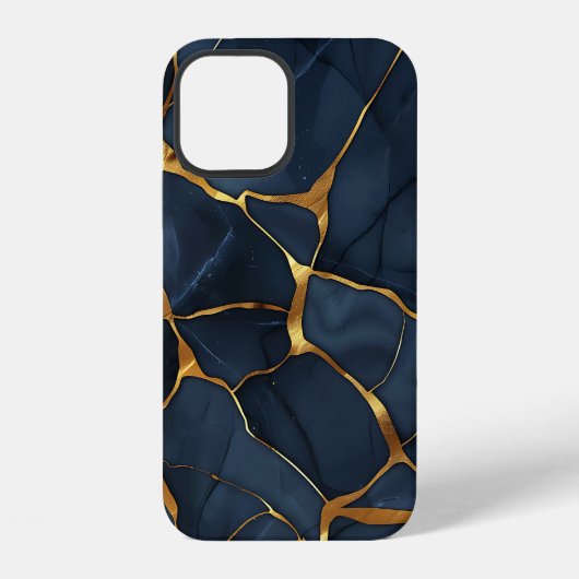 Japanisch Kintsugi Dark Blue iPhone Hülle (Rückseite)