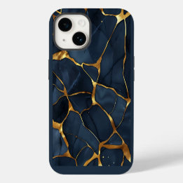 Japanisch Kintsugi Dark Blue iPhone 14 Hülle