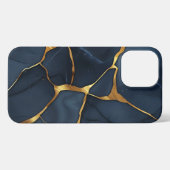 Japanisch Kintsugi Dark Blue iPhone Hülle (Rückseite (Horizontal))