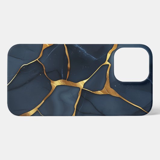 Japanisch Kintsugi Dark Blue iPhone Hülle (Rückseite (Horizontal))