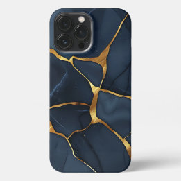 Japanisch Kintsugi Dark Blue iPhone 13 Pro Max Hülle