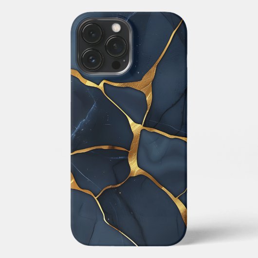 Japanisch Kintsugi Dark Blue iPhone Hülle (Rückseite)