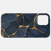 Japanisch Kintsugi Dark Blue iPhone Hülle (Hinten horizontal)