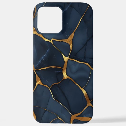 Japanisch Kintsugi Dark Blue iPhone Hülle (Rückseite)
