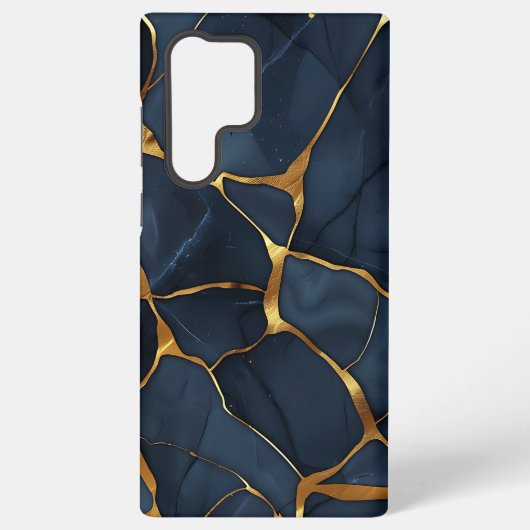 Japanisch Kintsugi Dark Blue Samsung Galaxy Hülle (Rückseite)