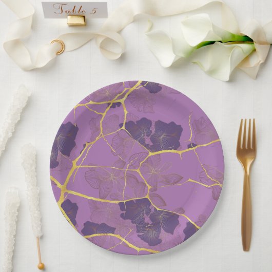 Japanisch Kintsugi. Doppelseitig. Pappteller (Hochzeit)