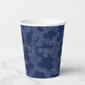 Japanisch Kirschblüte Sakura weiß auf blau Pappbecher (Rückseite)