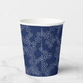 Japanisch Kirschblüte Sakura weiß auf blau Pappbecher (Rechts)