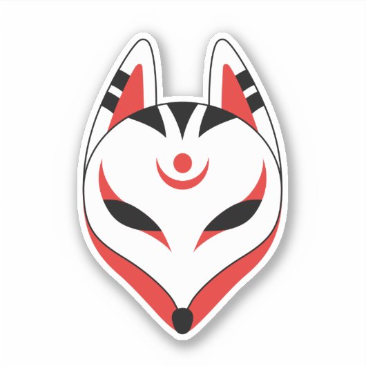 Japanisch Kitsune Fox Maske Aufkleber (Vorderseite)