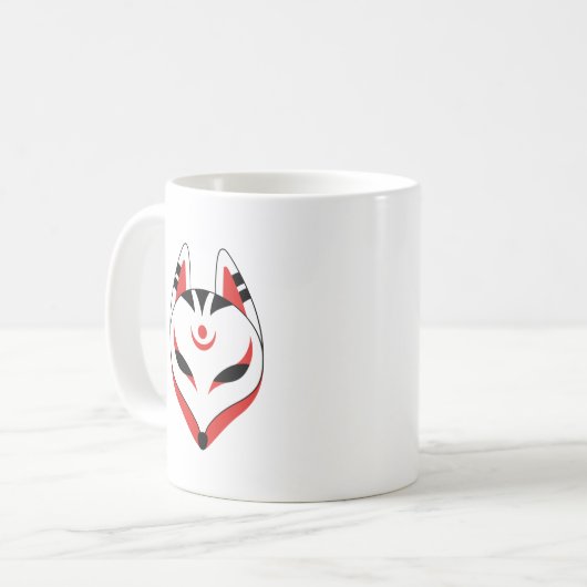 Japanisch Kitsune Fox Maske Kaffeetasse (Vorderseite Links)