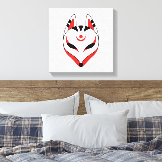 Japanisch Kitsune Fox Maske Leinwanddruck (Insitu (Schlafzimmer))