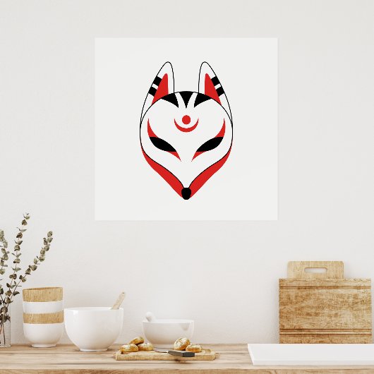 Japanisch Kitsune Fox Maske Poster (Küche)