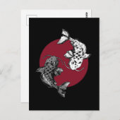 Japanisch Koi Carp Circle Black Postkarte (Vorne/Hinten)