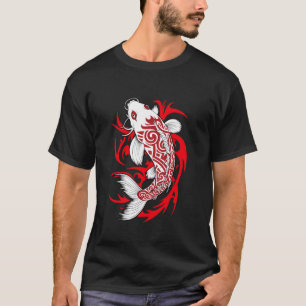 Japanisch Koi Carp Tribal Tattoo Art White Red Bla T-Shirt