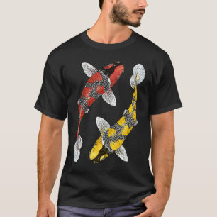 Japanisch Koi Carp Yin Yang Black Red und Yellow F T-Shirt