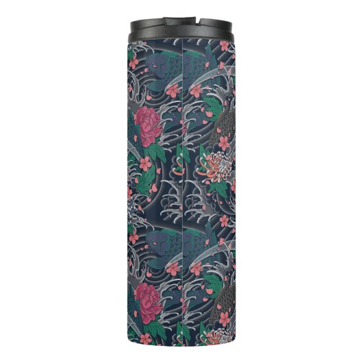 Japanisch Koi & Chrysanthema Thermosbecher (Rückseite)