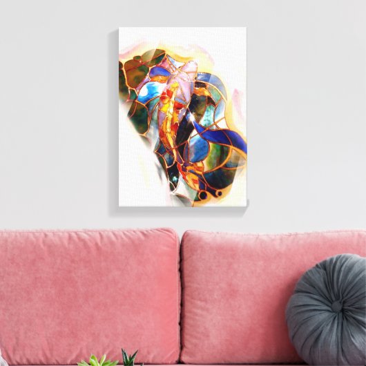 Japanisch Koi Fisch gesteinigtes Glas Art Canvas P Leinwanddruck (Insitu (Wohnzimmer))