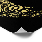 Japanisch Koi Fish Black Gold Art Print Poster (Ecke)