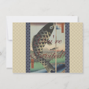 Japanisch Koi Fish Festival Flag Antike Einladung