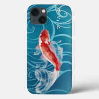 Japanisch Koi Fish Oriental Blue Waves Japan