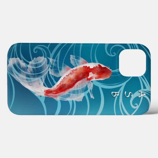 Japanisch Koi Fish Oriental Blue Waves Japan Case-Mate iPhone Hülle (Rückseite (Horizontal))