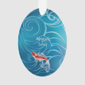 Japanisch Koi Fish Oriental Waves Japan Weihnachte Ornament (Rückseite)