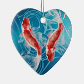 Japanisch Koi Fish Oriental Waves Paare Weihnachte Keramik Ornament (Rechts)