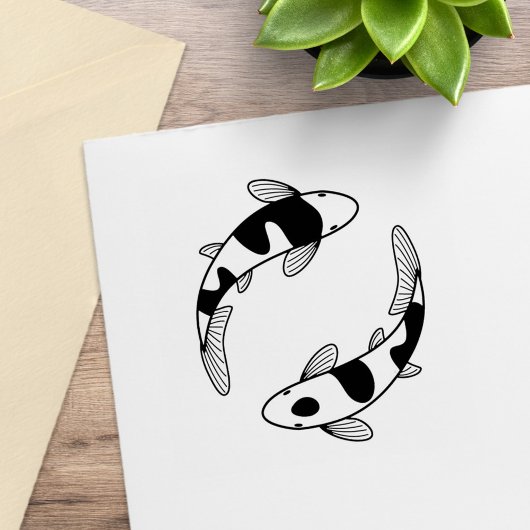 Japanisch Koi Fish Pair Gummistempel