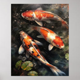 Japanisch Koi Fish Pond Art Print Poster