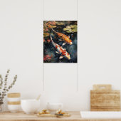 Japanisch Koi Fish Pond Art Print Poster (Küche)