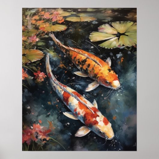 Japanisch Koi Fish Pond Art Print Poster (Vorne)