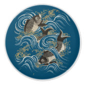 Japanisch Koi Fish Print Keramikknauf (Vorderseite)