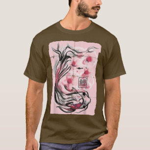 Japanisch Koi Fish Sakura Cherry Blossom Graphic T-Shirt