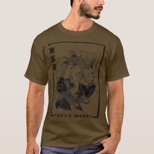 Japanisch Koi Fish White Black Gezeichnet Minimali T-Shirt
