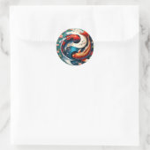 Japanisch Koi Fish Yin Yang Runder Aufkleber (Tasche)