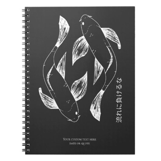 Japanisch Koi Personalisiert Minimalistisch Notizblock (Vorderseite)